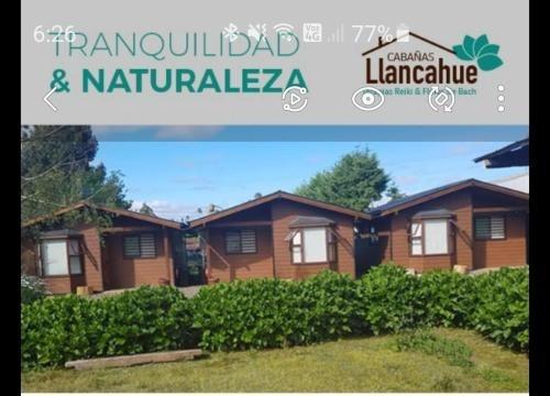 Captura promocional con cabañas de madera y jardines